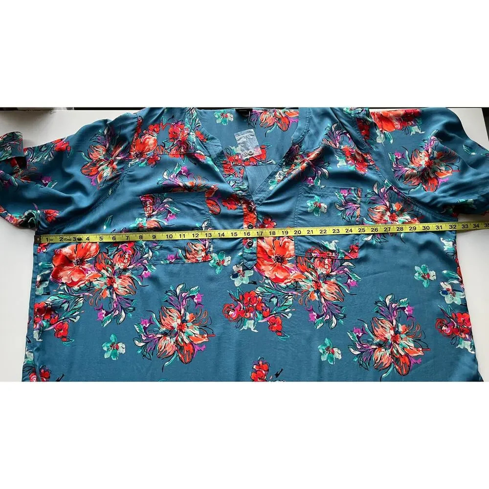 NWOT Torrid Floral Harper Popover Blouse 5X Fall Cottage Career Work Feminine - Picture 11 of 12